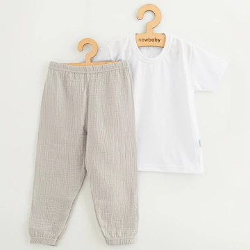 Baba pamut szett póló és nadrág New Baby Kindergarten világos szürke