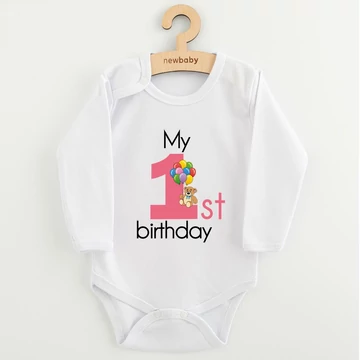 Baba body nyomtatással New Baby My first birthday pink