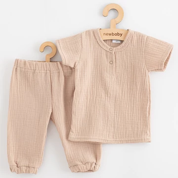 Baba muszlin szett póló és nadrág New Baby beige