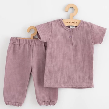 Baba muszlin szett póló és nadrág New Baby lavender