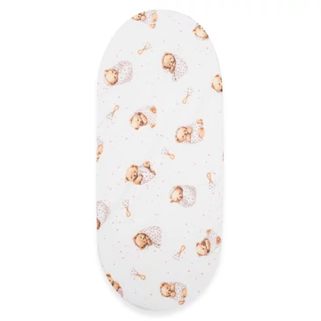 Pamut babakocsihoz való lepedő pamut New Baby Sweet teddy bear 35x75 cm pink