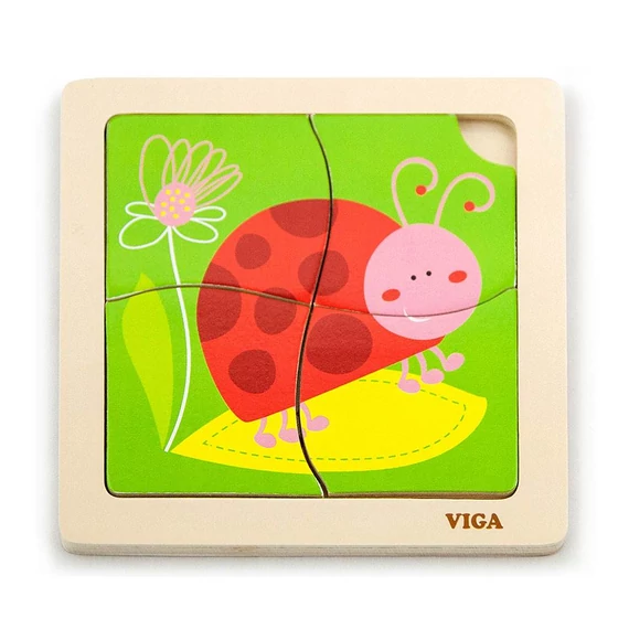 Fa képes kirakó puzzle Viga 4 db Katica