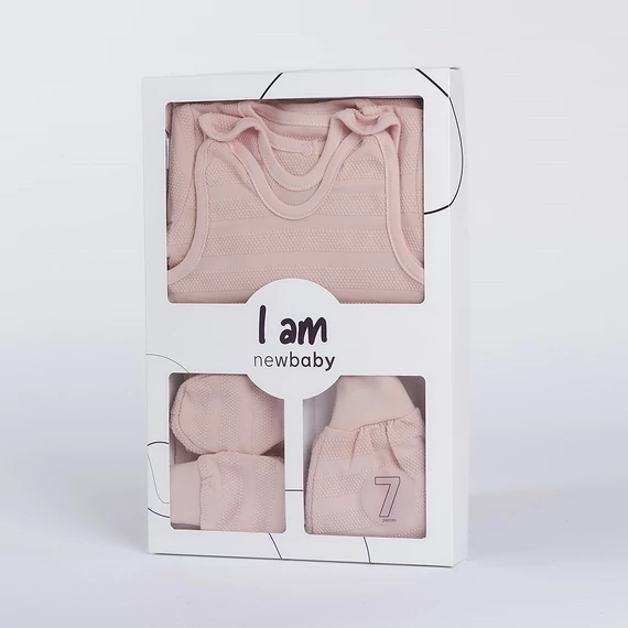 7-részes baba együttes újszülötteknek New Baby I AM rózsaszín