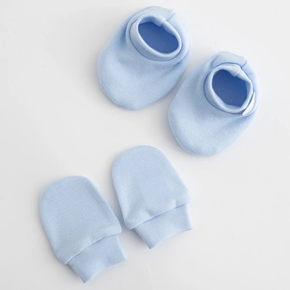 Baba pamut szett-kiscipő és kesztyű New Baby Casually dressed sárga 0-6m