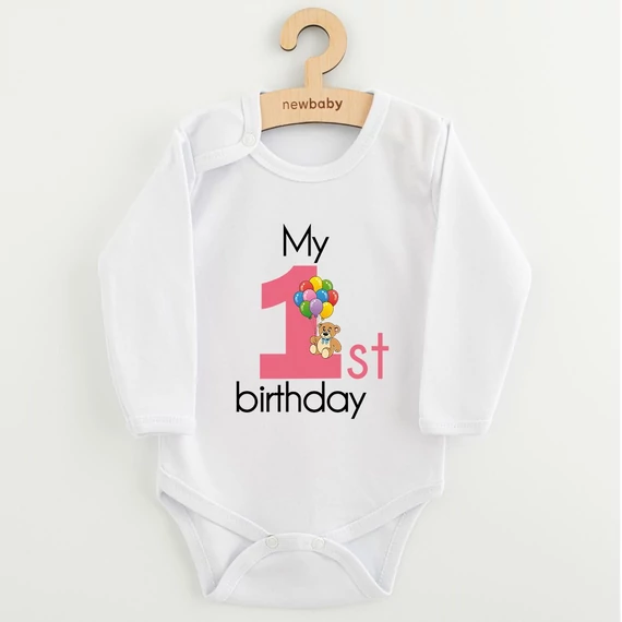 Baba body nyomtatással New Baby My first birthday pink