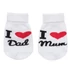 Kép 1/4 - Csecsemő pamut zokni New Baby I Love Mum and Dad fehér