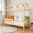 Kép 1/6 - Gyermek ház alakú ágy korláttal és ágyráccsal New Baby CASTELLO 160x80 cm természetes